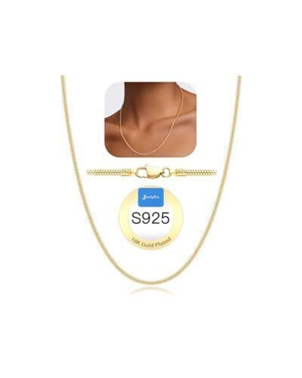 2006 18K Gold Plated Chain Necklace 2MM Snake Chains Gold Plated Chain